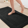 Madison Park Splendor Reversible 100% Cotton Tufted Bathroom Rug-3000 GSM Hotel Quality Luxurious Plush Medium Pile Bath Mat Absorbent, Quick Dry, Shower Room Décor, 20x30 Black