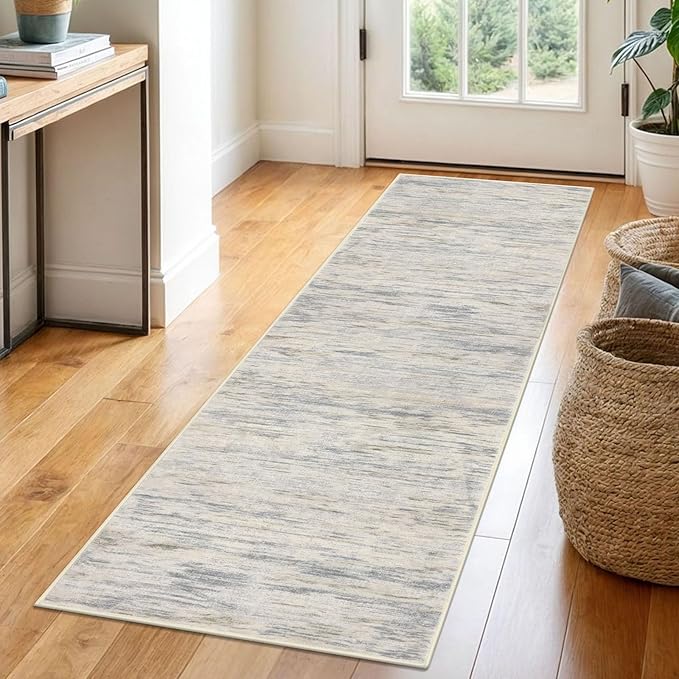 2x6 Modern Abstract Runner Rug for Hallways, Gray Beige Neutral Multi Super Soft Hallway Decor Kitchen Rugs with Non-Slip, Non-Shedding Washable Runners for Entryway Laundry Indoor
