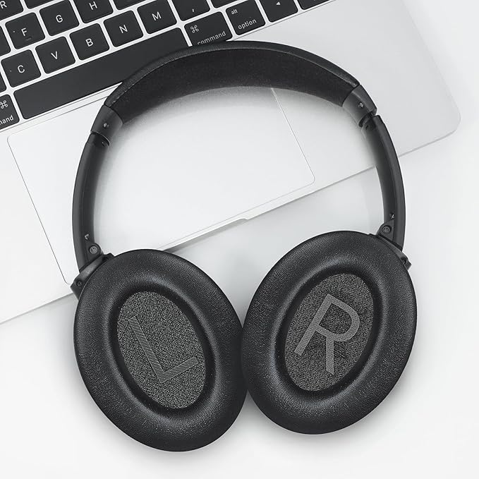 Headphones Replacement Ear Pads, Protein Leather earpad Cushions for Bose QuietComfort 45（QC45） Headphones, Softer Memory Foam - Black