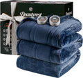 Beautyrest Heated Blanket, Electric Blanket, Soft, Warm, Reversible Plush - Sherpa Heating Blanket with 20 Heat Settings, 1-10 hrs Timer Auto Shut Off, Machine Washable, Queen (90 inx84 in), Indigo