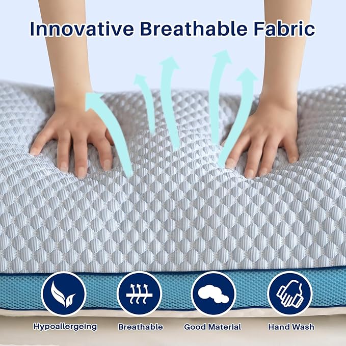 YZ HOME Cooling Body Pillow for Adults, Adjustable Extra Long Pillow for Bed, Pillow Insert with Shredded Memory Foam Full Body Pillows(20x54 Inch, Blue)