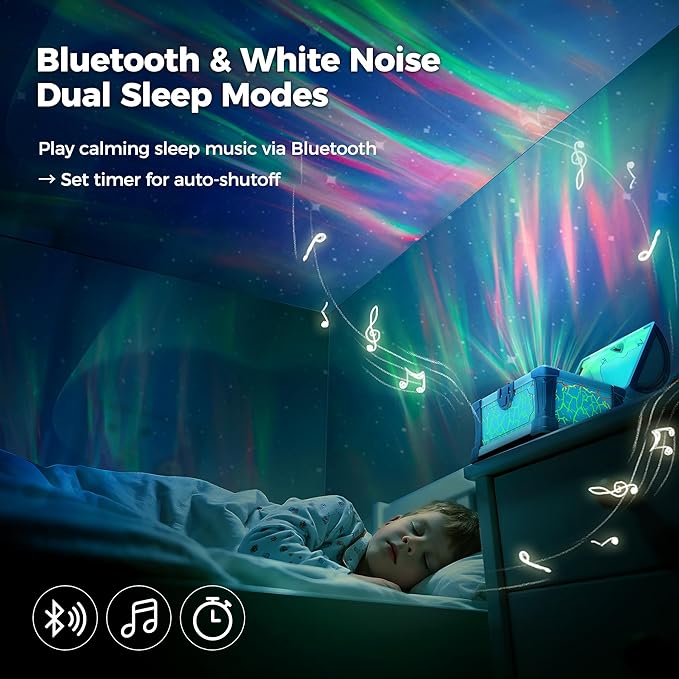 Briignite Galaxy Projector, 7 Colors Treasure Chest Night Light Aurora Lights Projector with 8 Effects & Remote, Dimmable Galaxy Light Ambient Lighting for Bedroom, Gifts for Kids Teen Women (Blue)