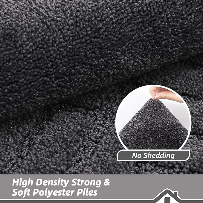 BEQHAUSE Door-Mat Non-Slip Front Doormat Low-Profile Entrance Mats for Front Door Entry Resist Dirt Washable Doormat Absorbent Entryway Door Mat,Dark Grey, 36"x60"