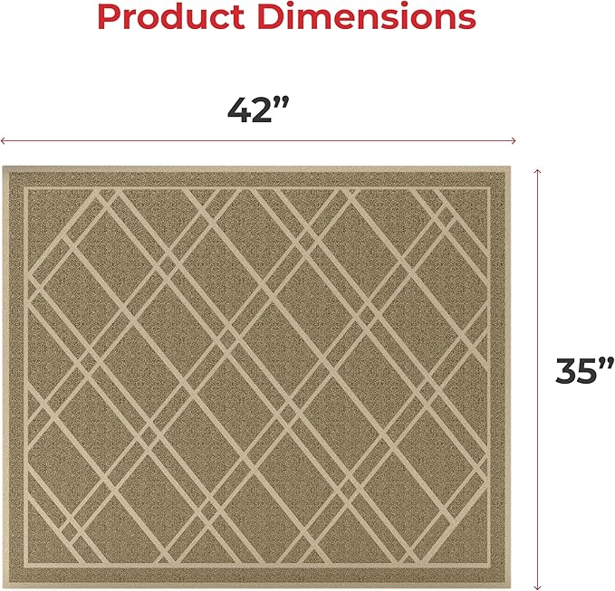 SlipToGrip Universal Door Mat, Plaid Design - Khaki, 42 x 35 - Anti Slip, Durable and Washable, Outdoor and Indoor Floor Welcome Mat - Front Door, Dust Absorbent