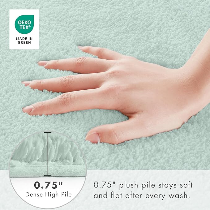 Madison Park Signature Marshmallow Bathroom Rug Non Slip, Luxrurious Plush Bath Mat, Absorbent, Quick Dry, Spa Design Bath Room Décor, 20x30, Seafoam
