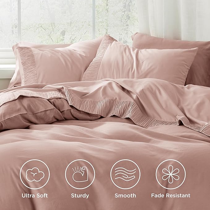 Bedsure Twin Sheets Set - 3 Pieces Soft Twin Bed Sheets - Breathable & Cooling - Hotel Luxury - Easy Care Polyester Microfiber Bedding for Women, Men, Dusty Pink