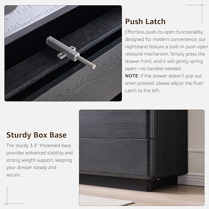 ACCOHOHO 6 Drawer Dresser for Bedroom, 42 Inch Tall Modern Chest of Drawers, Push-to-Open Wood Storgae Organizer with Large Drawers for Bedroom, Living Room, Hallway, Black