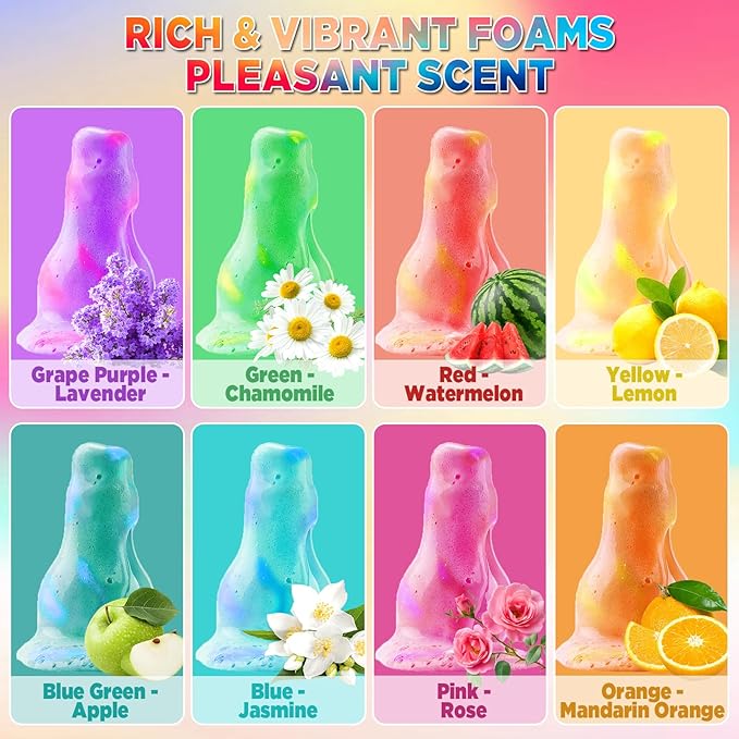 Bath Potion for Kids - 8 Pack Skin Friendly Foam Bath Toys, Colorful Foams & Bubbles Fragrance Color Potions for Kids, Best Presents, Fun & Educational - 60g/Bottle