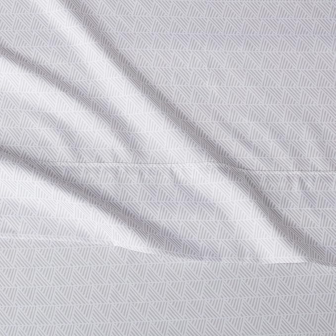 Amazon Basics Lightweight Super Soft Easy Care Wrinkle Free Microfiber 3 Piece Bed Sheet Set with 14-Inch Deep Pockets, Twin, Gray Crosshatch, Printed, Kids, Men & Women Bedding