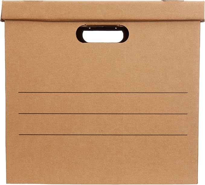 Amazon Basics Moving Boxes with Handles and Lids, 19 x 14.5 x 15.5 in, Brown, 10-Pack, Medium