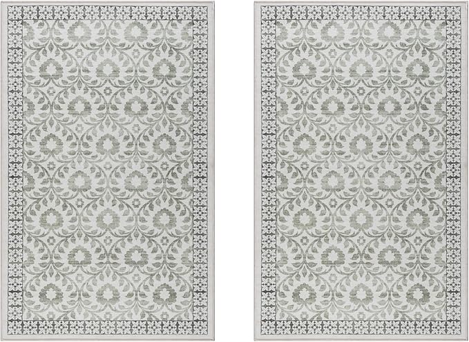 Gertmenian Indoor Boho Accent Rug - 2x4 Extra Small (2-Pack), Non Slip, Super Strong, Ideal for High Traffic Areas in Bedroom, Office, Kitchen - Esme, Sage, 24572