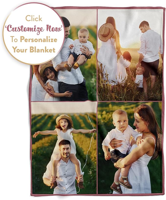 Ships Next Day, Custom Blanket with Picture - Printed in USA, Personalized Photo Blanket (Sherpa – 50x60)