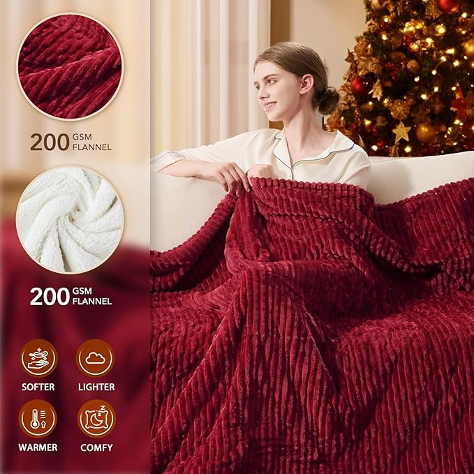 Homemate Electric Heated Blanket Twin - 62"x84" Heating Blanket Twin Size 1/2/4/6/8 Hours Auto-Off 10 Heat Level Over-Heat Protection Soft Flannel Sherpa ETL Certification