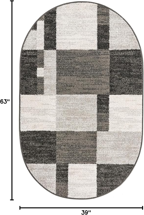 Unique Loom Autumn Collection Area Rug - Providence (3' 3" x 5' 3" Oval, Gray/ Ivory)