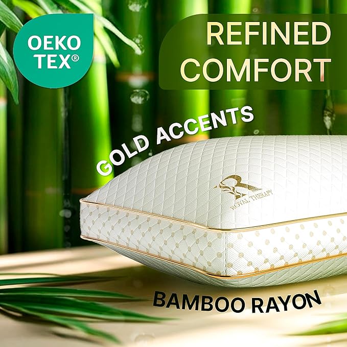 Royal Therapy 2-Pack King Memory Foam Pillow, Adjustable Shredded Odor-Free Pillow for Neck & Shoulder Pain Relief, Support for Back, Stomach, Side Sleepers, AirFlowPRO