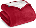 Bare Home Sherpa Fleece Blanket - Twin/Twin Extra Long - Blanket for Bed, Sofa, and Couch - Warm & Lightweight - Fluffy & Soft - Reversible (Twin/Twin XL, Red)