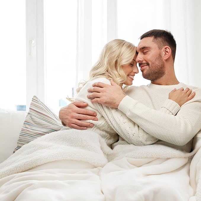 Bedsure GentleSoft Sherpa Fleece Blankets King Size for Bed - Thick and Warm Throw for Women and Men, Soft Fuzzy Plush King Blanket for Winter, Cream, 108x90 Inches