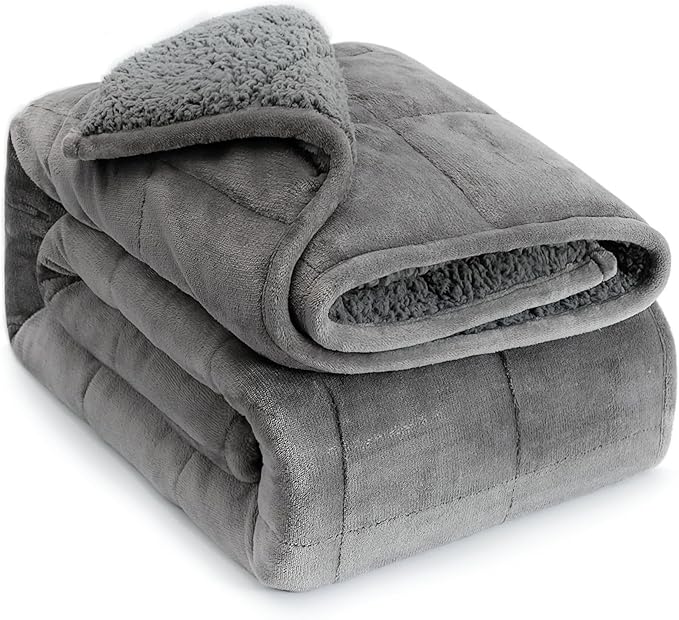 Lofus Weighted Blanket for Adults(15 lbs, 48" x 72"), Throw Heavy Blanket Machine Washable, Soft Weighted Blankets for Stress Relief and Sleep Promotion-Grey