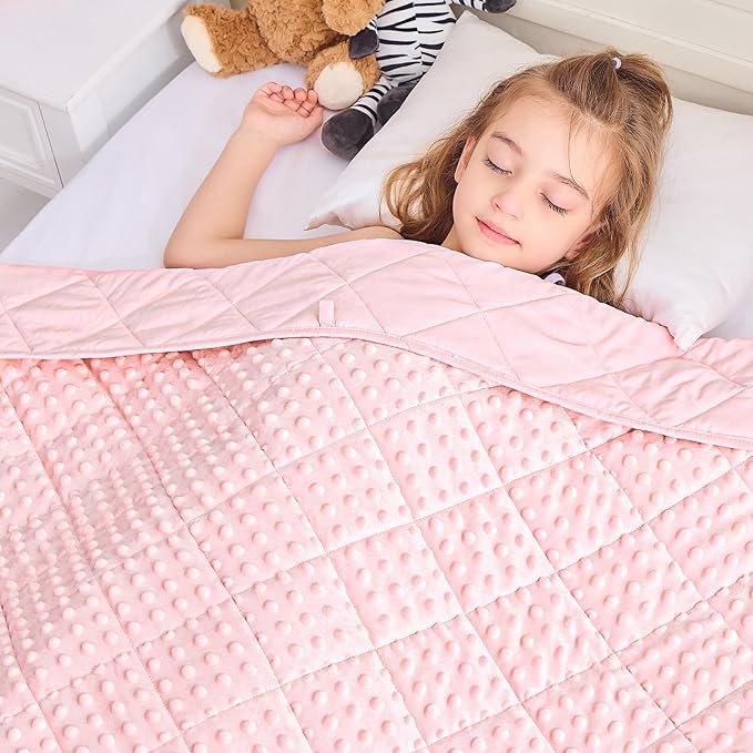 yescool Pink Weighted Blanket 10 Pounds Twin Size Cooling Weighted Throw Blanket, Minky Heavy Blankets Warm Weighted Comforter, Big Washable Thick Blankets Gift for 80-120lbs, 40 * 60in