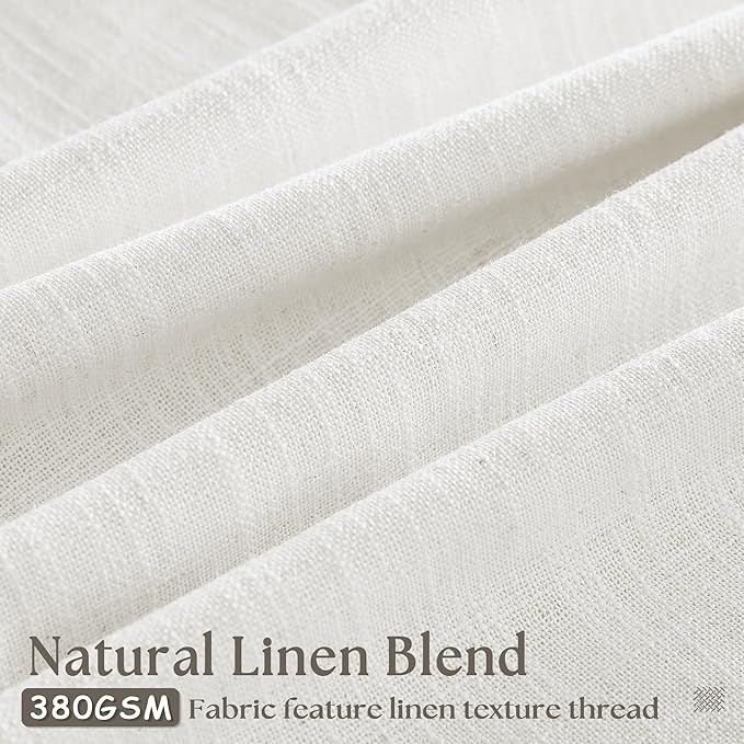 72 Inch Linen Curtains Pinch Pleated 2 Panels for Dining Room Bedroom Semi Sheer Pleat Drapes with Hooks Rings Light Filtering Short Window Curtain Cabit Closet Beige Ivory White 40x72