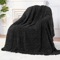 Sherpa Fleece Adult Weighted Blanket Great for Sleep, 20 lbs Dual Sided Soft Fuzzy Heavy Blankets for Couch Bed Sofa, Cozy Warm Fluffy Arched Jacquard Throw for Winter (Black, 60" x 80", 20 Pounds)