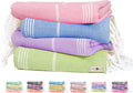 Native Fab 4 Pack Turkish Cotton Beach Towels, Oversized, Soft, Sand Free, Absorbent, Quick Dry, Lightweight for Bath, Pool, Travel, Spa - Rose Pink, Sky Blue, Lavender, Lemon Green