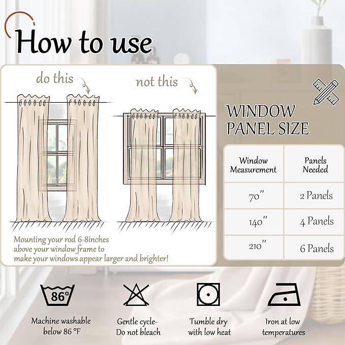 Linen Blackout Curtains for Bedroom Narrow Window, Thermal Insulated Complete Light Blocking Privacy Soundproof Small Curtains for Basement, Each 38 Inch Wide 63 Inch Length 2 Panels, Burlap