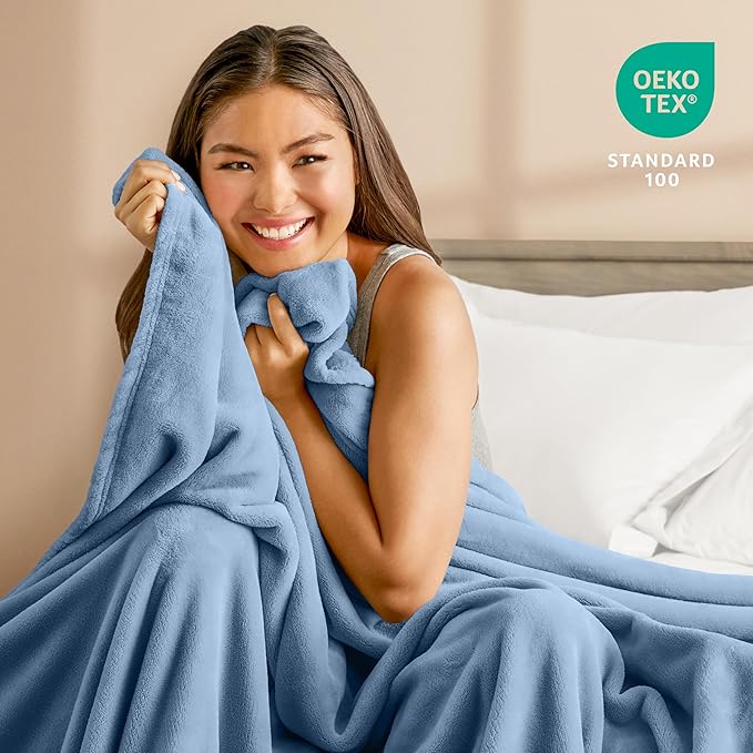 Bare Home Fleece Blanket - King Size - Ultra-Soft Lightweight for Bed, Sofa, and Couch - Luxury Microplush - Cozy Warm Blanket (King, Coronet Blue)