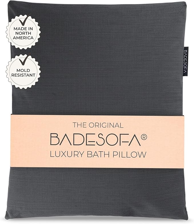 BADESOFA® Luxury Bathtub Pillow L - Large Bath Pillow for Therapeutic Neck and Back Support Quick-Drying - Full Body Bath Tub Cushion - Luxury Spa Cushion in Charcoal