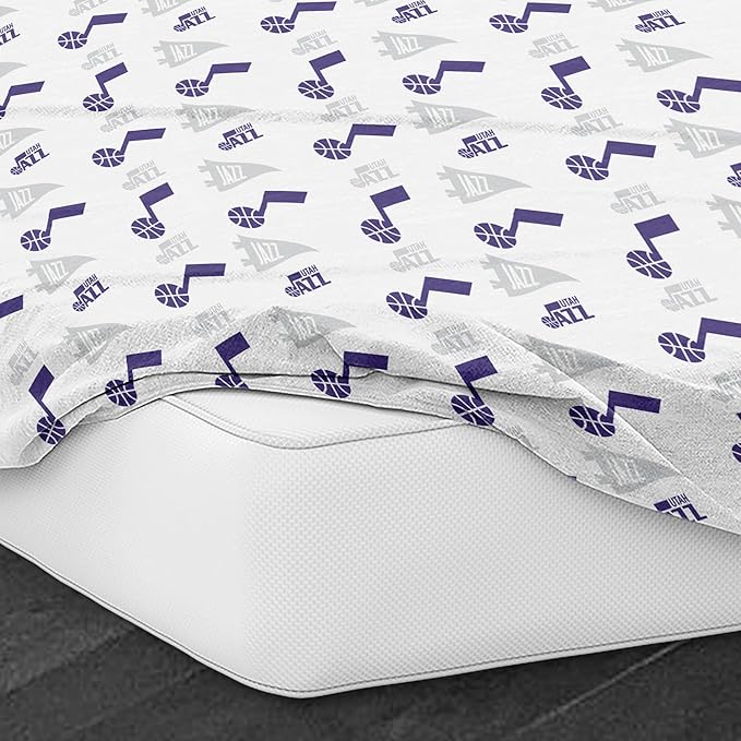 Northwest Officially Licensed Utah Jazz NBA Queen Size Sheet Set – Soft Team Logo Bedding for Dorms, Bedrooms, Fan Caves & Game Day Style
