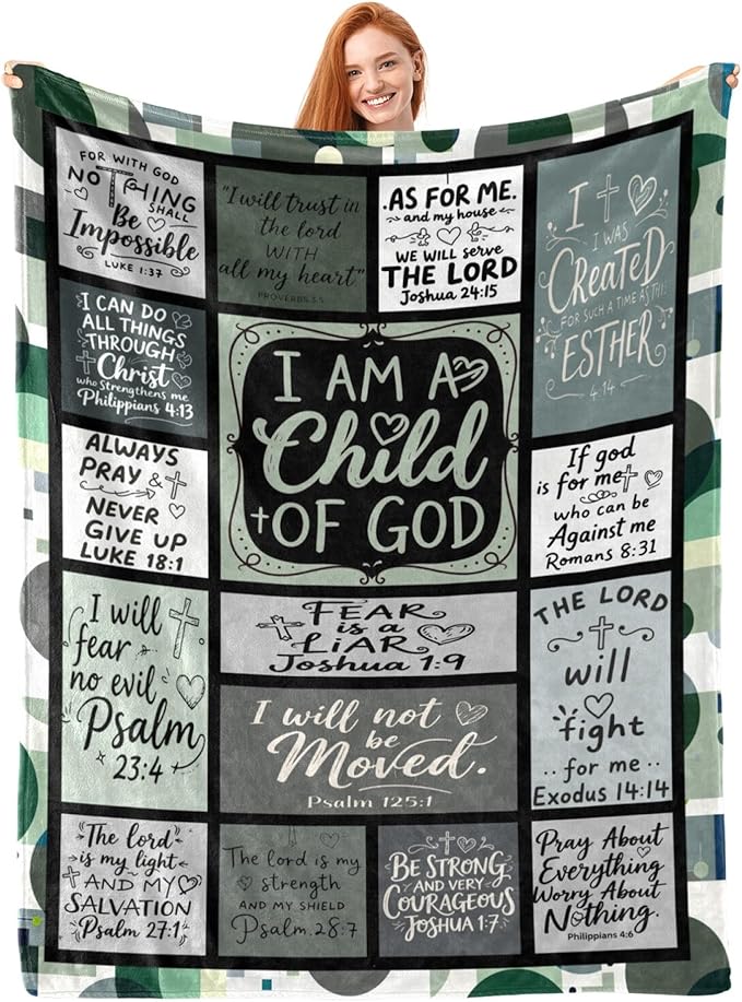 Christian Throw Blanket for Couch, Inspirational Gift for Women, Soft Plush Flannel Blanket, 60"x 80" Thoughts and Prayers Blankets for Bedroom Sofa Living Room Christmas Halloween Decoration