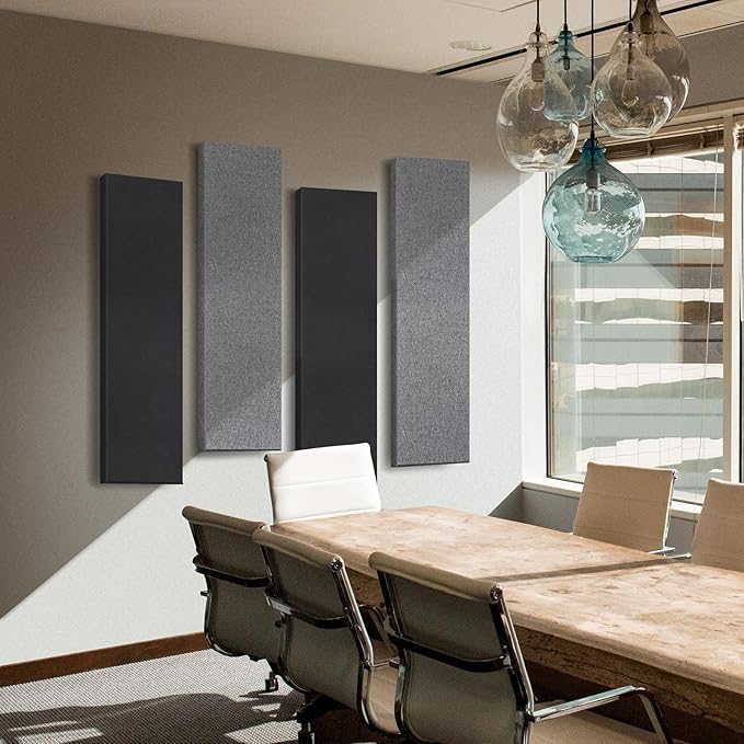 UMIACOUSTICS 2 PCS Fiberglass Acoustic Panels, 48x12x2 Inches Sound Absorbing Panels, Sound Proof Panels for Studios, Office, Home Theater. (Heather)