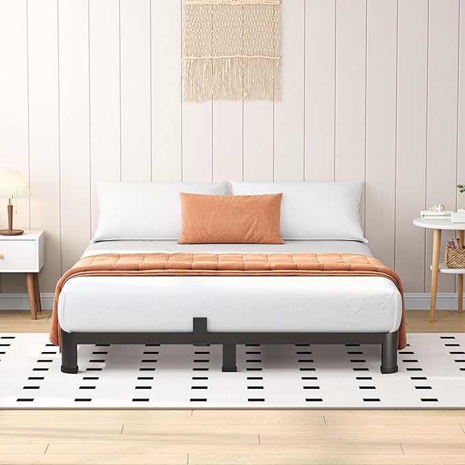 4 Inch King Heavy Duty 3500 lbs Bed Frame with Round-Corner Legs & Anti-Squeak Design – Quick Assembly Metal Platform, No Box Spring Needed
