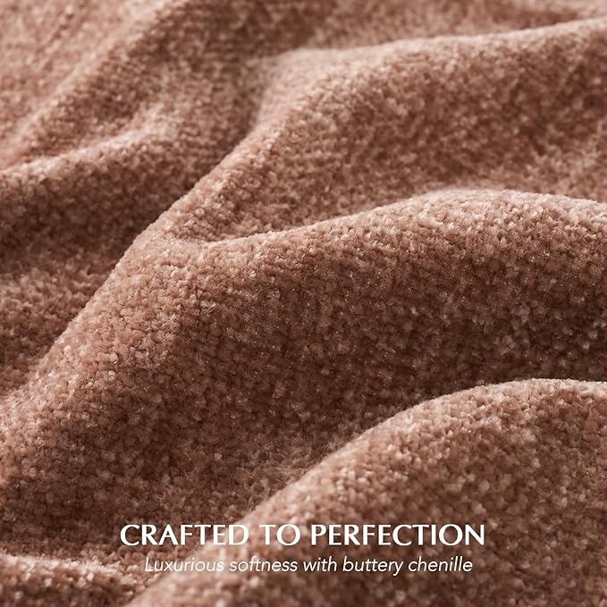 EVERGRACE Soft Chenille Throw Blanket for Couch, Cozy Plush Fuzzy Decorative Chenille Knit Throw Blanket with Tassels, Lightweight Blanket and Throws for Bed Sofa Gift Home Decor, Clay 60"x80"