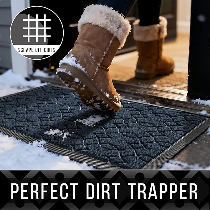Yimobra Large Door Mat 47x32, All-Season Waterproof Doormat Outdoor Entrance, Heavy Duty Non-Slip Outside Door Mat for Garage Patio Proch Entryway Indoor, Easy Clean, Blue