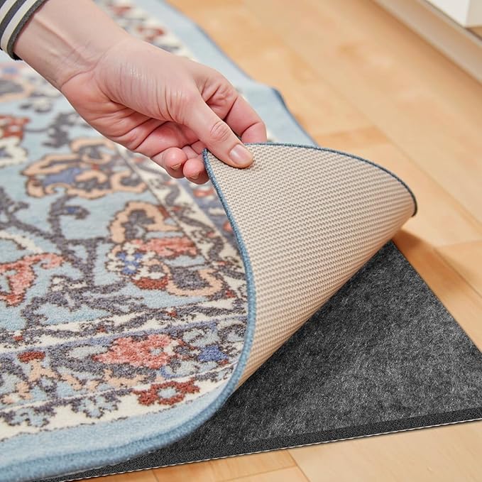 Waterproof Rug Pad, Thick 10x14 Ft Under Area Rug Carpet Pad, Non Slip Rug Pads for All Floors and Hardwood Floors Finishes, Keep Carpets in Place Soft and Prevent Rug from Wrinkling or Buckling