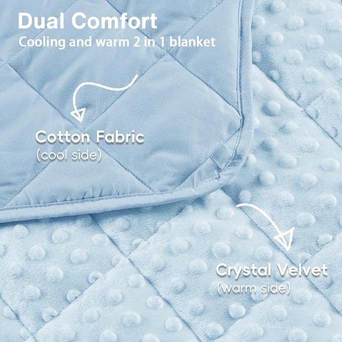 yescool Weighted Blanket 7 Pounds Light Blue Twin Size Cooling Weighted Throw Blanket, Minky Heavy Blankets Warm Weighted Comforter, Big Washable Thick Blankets Gift for 60-90lbs, 40 * 60in