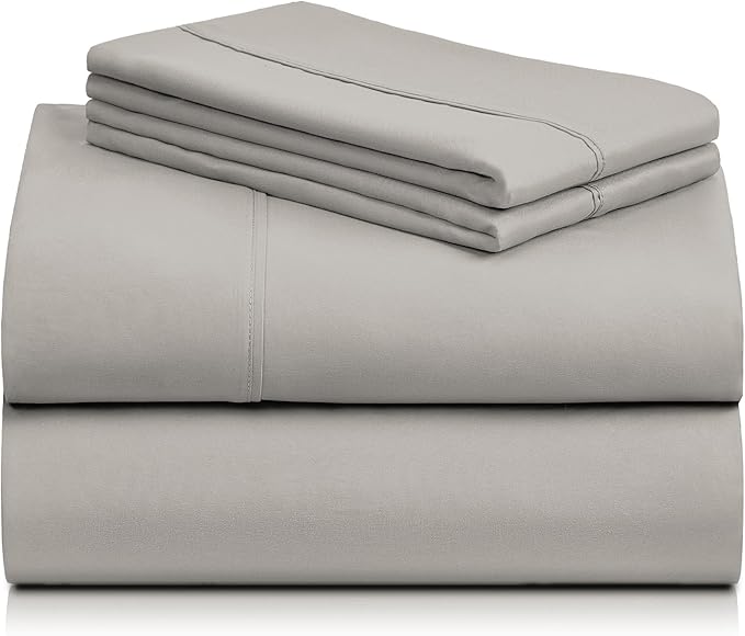 LuxClub 4 PC California King Sheet Set, Deep Pockets Wrinkle Free Cooling Bed Sheets Hotel Bedding for Women, Men, Includes 1 Fitted Sheet, 1 Flat Sheet and 2 Pillowcases-Light Taupe