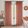 Pinch Pleated Terracotta Linen Curtains 84 Inches Long 2 Panels Set for Living Room Dining Pinch Pleat Back Tab Light Filtering Farmhouse Boho Retro Window Curtain Drapes Red Clay Autumn Fall Decor