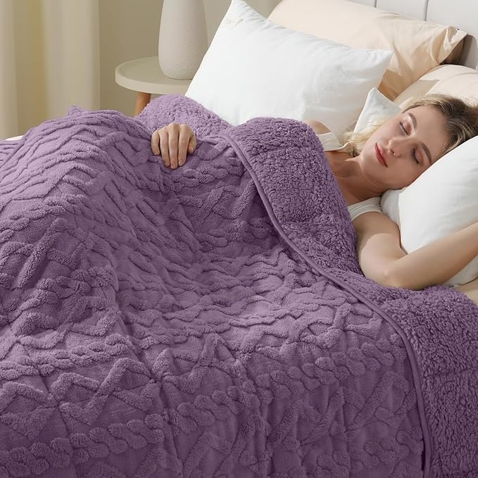 Super Fuzzy Soft Sherpa Fleece Weighted Blanket, 15 lbs Dual Sided Fluffy Heavy Weighted Blankets for Adults - No Bunching with Double Layers of Soft Inner Lining (48"x 72", 15 Pounds)