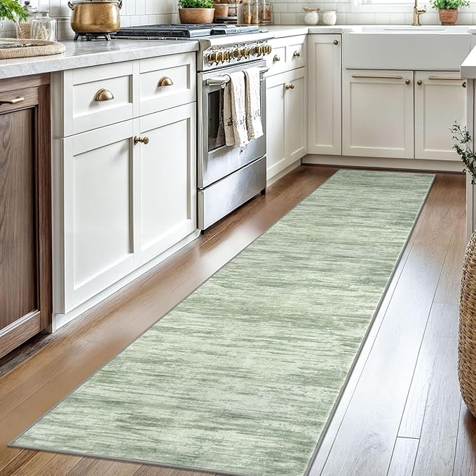 2x8 Modern Abstract Runner Rug for Hallways, Lime Green Super Soft Hallway Decor Kitchen Rugs with Non-Slip, Non-Shedding Washable Rug for Entryway Bedroom Indoor