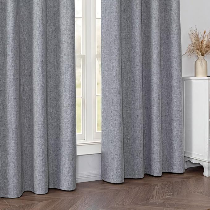 100% Blackout Curtains 96 Inches Long 2 Panels Set, Black Out Curtains for Living Room, Light Grey Thermal Insulated Grommet Drapes Bedroom Luxury Decor Privacy(52W × 96L inch, Light Grey)