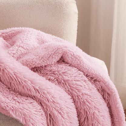 Bedsure GentleSoft Fluffy Pink Throw Blanket, Pink Decor Cozy Gifts for Teenage Girls, Soft Fuzzy Plush Thick Warm Furry Sherpa Fleece Faux Fur Throw Blanket for Couch, Cute Stuff for Women, 50x60