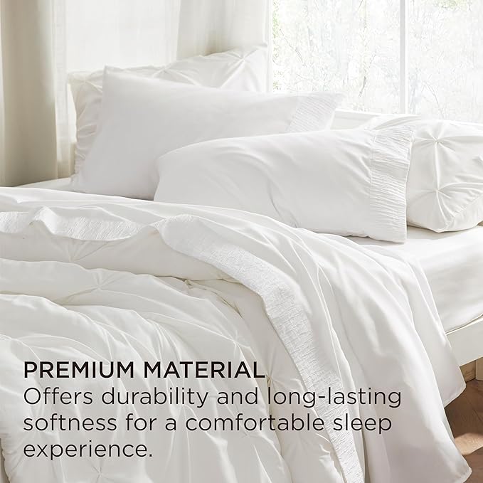 Bedsure Full Size Bed Sheets - 4 Pieces Soft Full Sheet Set - Breathable & Cooling - Hotel Luxury - Easy Care Polyester Microfiber Bedding for Women, Men, White