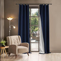 Soundproof 100% Blackout Curtains 96 inches, 3 Layers Thermal Insulated Back Tab Drapes for Door Window Nursery Divider Living Room, with Pin Hooks Navy Blue 50x96 Inch 1 Panel