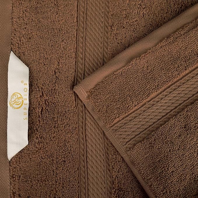 SUPERIOR Egyptian Cotton Pile Bath Towel Set of 4, Ultra Soft Luxury Towels, Thick Plush Essentials, Absorbent Heavyweight, Guest Bath, Hotel, Spa, Home Bathroom, Shower Basics, Chocolate