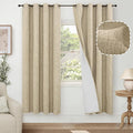 Blackout Living Room Curtains 72 Inch Long 2 Panels, Textured Black-Out Faux Linen Curtains for Bedroom Light Blocking, Bronze Grommet Thermal Insulated Window Drapery, Each 52" Wide, Burlap