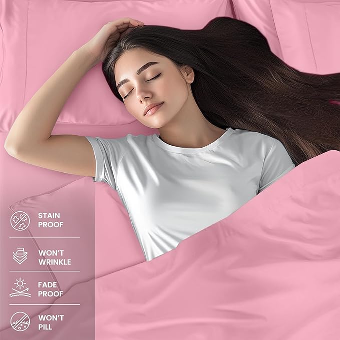 Utopia Bedding Twin Bed Sheets Set - 3 Piece Bedding - Brushed Microfiber - Shrinkage and Fade Resistant - Easy Care (Crystal Pink)