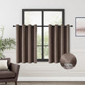 ChrisDowa 100% Blackout Brown Solid Curtains 45 Inches Long 2 Panels for Bedroom Living Room,Farmhouse Room Darkening Thermal Insulated Soundproof Grommet Top Window Treatment Drapes,52x45