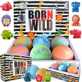 Bath Bombs for Kids with Toys Inside - Organic Bubble Bath Fizzies with Jungle Animal Toys. Gentle and Kids Friendly Spa Bath Balls, Bath Fizz Balls - Stocking Stuffers Christmas Gifts for Boy, Girls